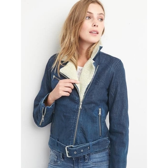 Denim Sherpa Moto Jacket | Poshmark